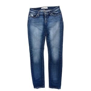 BKE Stella Low Rise Skinny Jeans Medium Wash Distressed Denim 27x31.5 Womens